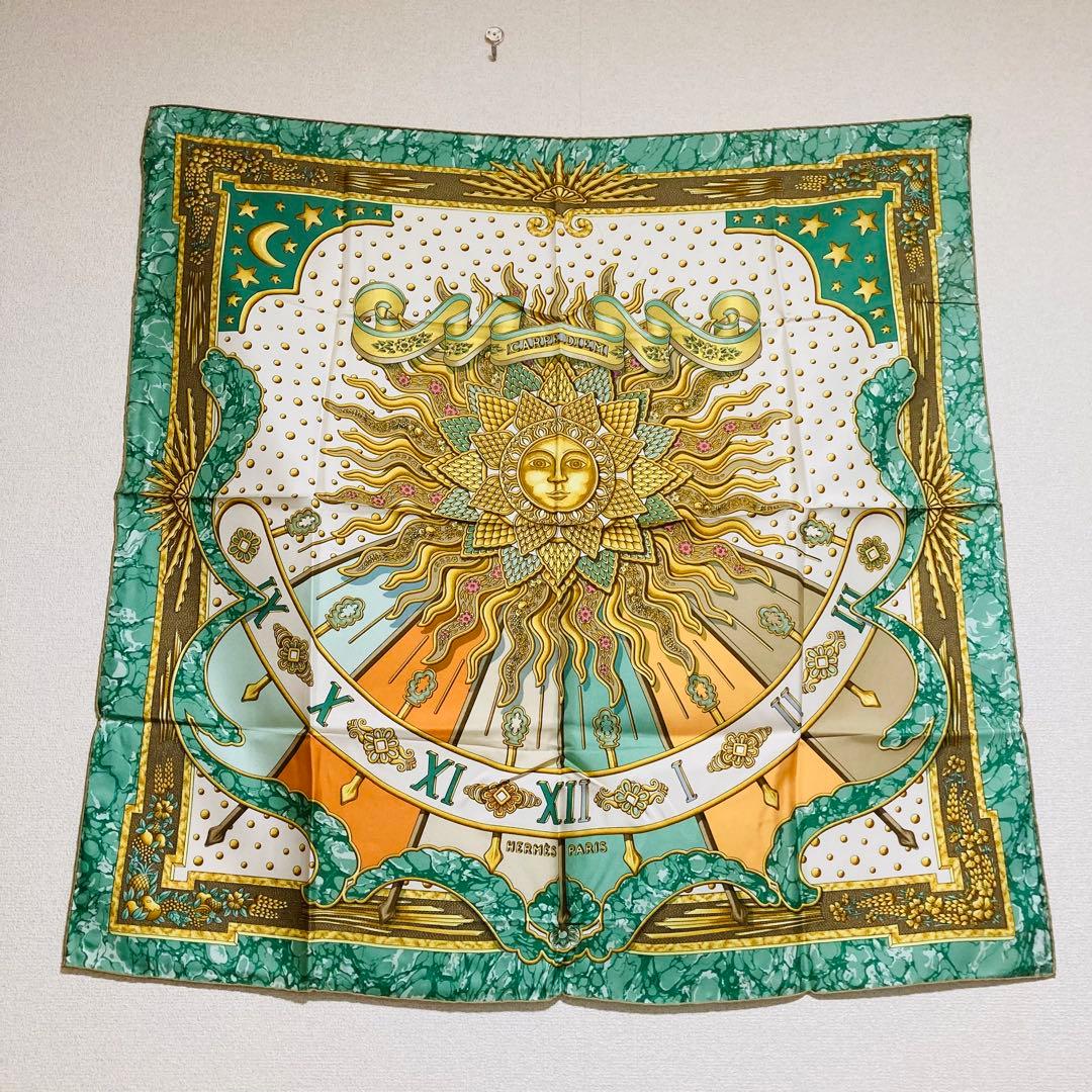 HERMES スカーフ　カレ90.CARPE DIEM