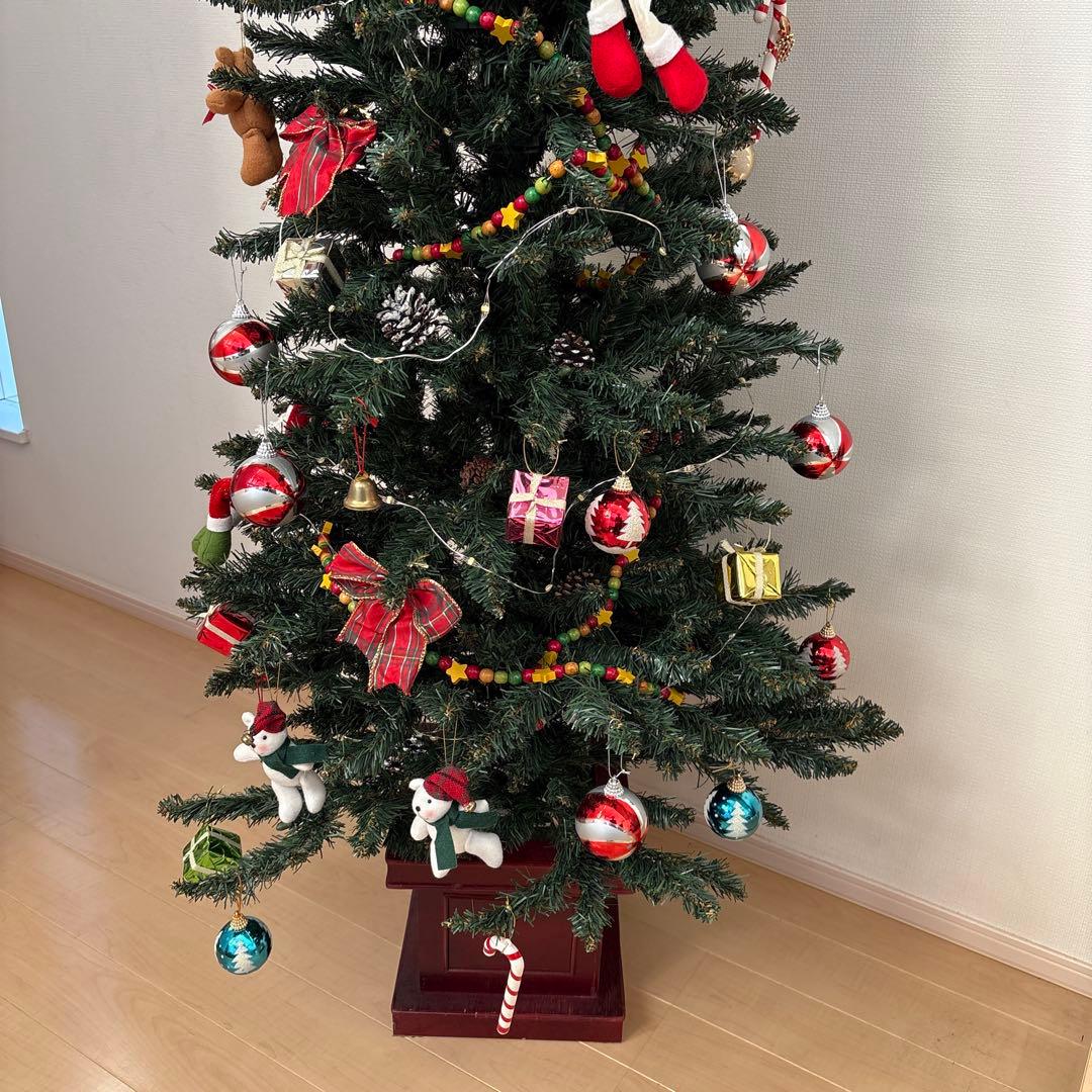 クリスマスツリー 185cm スリムタイプ ウッドポットセット