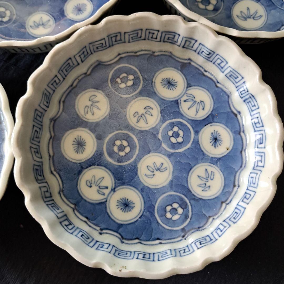 「かわいくてモダンな丸文！」 古伊万里皿(直径11.5cm) 4客セット 骨董