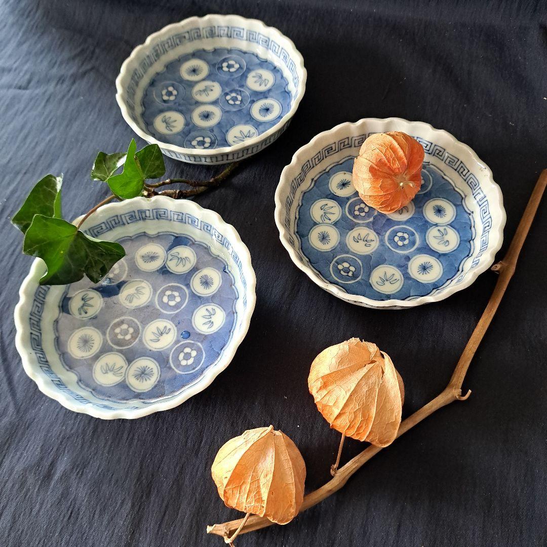 「かわいくてモダンな丸文！」 古伊万里皿(直径11.5cm) 4客セット 骨董