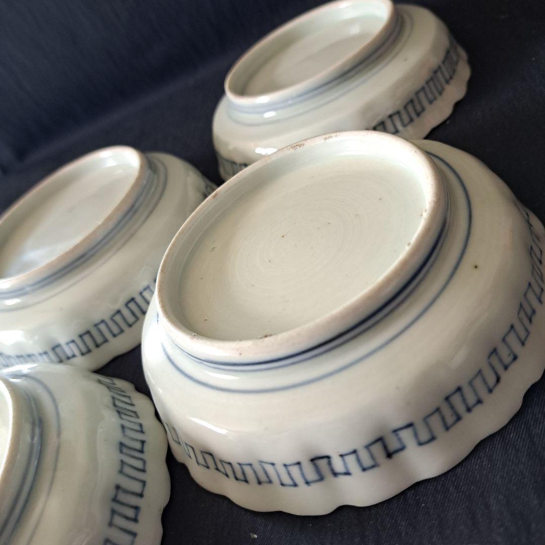 「かわいくてモダンな丸文！」 古伊万里皿(直径11.5cm) 4客セット 骨董