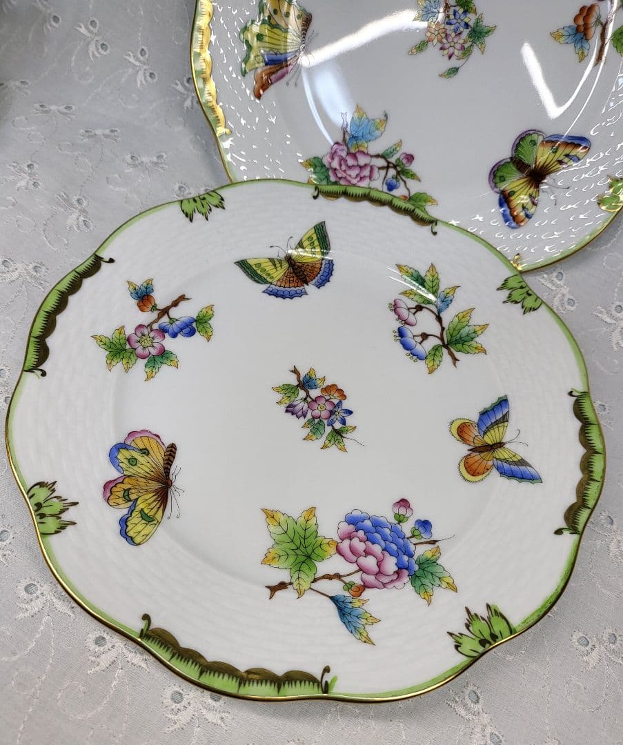 未使用近✨ヘレンド ヴィクトリアブーケ サラダ デザート プレート19 皿花蝶①