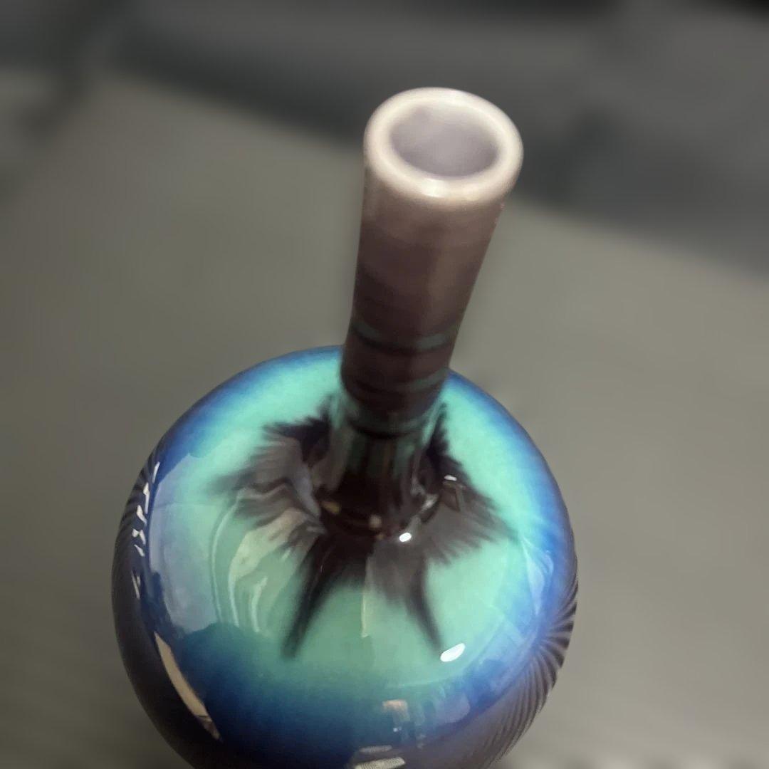 人間国宝 三代 徳田八十吉 (造) 高20㎝共箱 九谷焼 花器 華道具 陶磁器