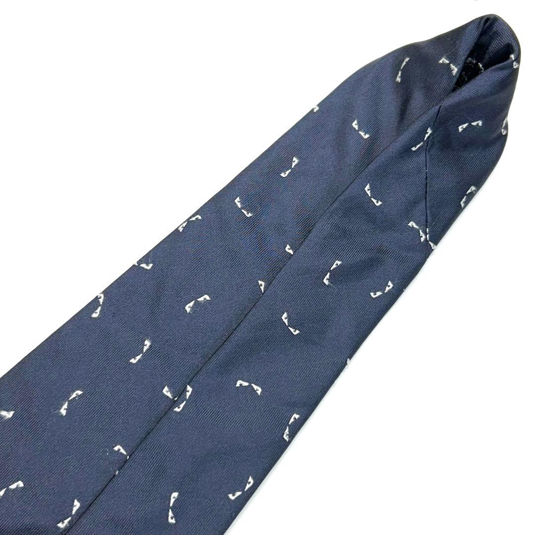 【極美品✨】フェンディ ネクタイ ネイビー モンスター バグズ 現行 高級シルク