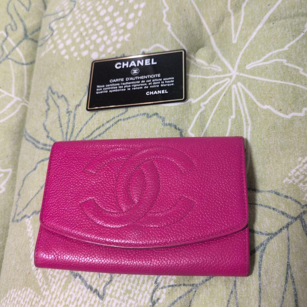CHANEL 二つ折り財布 ピンク