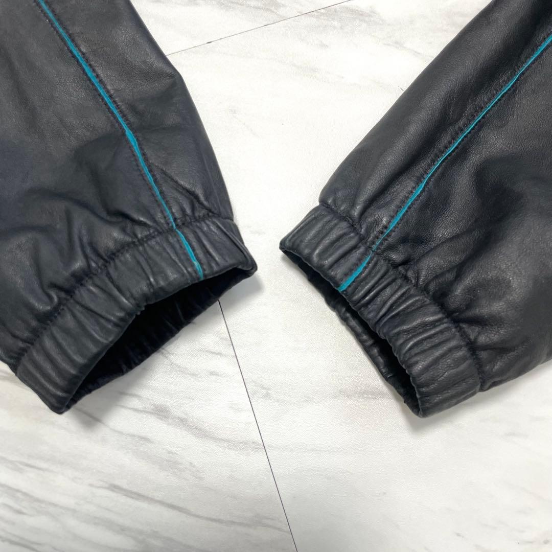 希少2XL 極上ラムレザー⭐️ヒューゴボス レザージャケット 裏地ブルー 濃紺