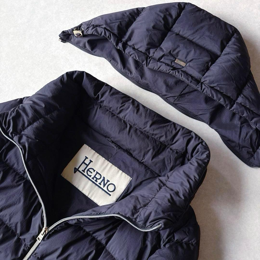 極美品★HERNO｜定価15万 スタンドカラー ダウンコート ネイビー 40