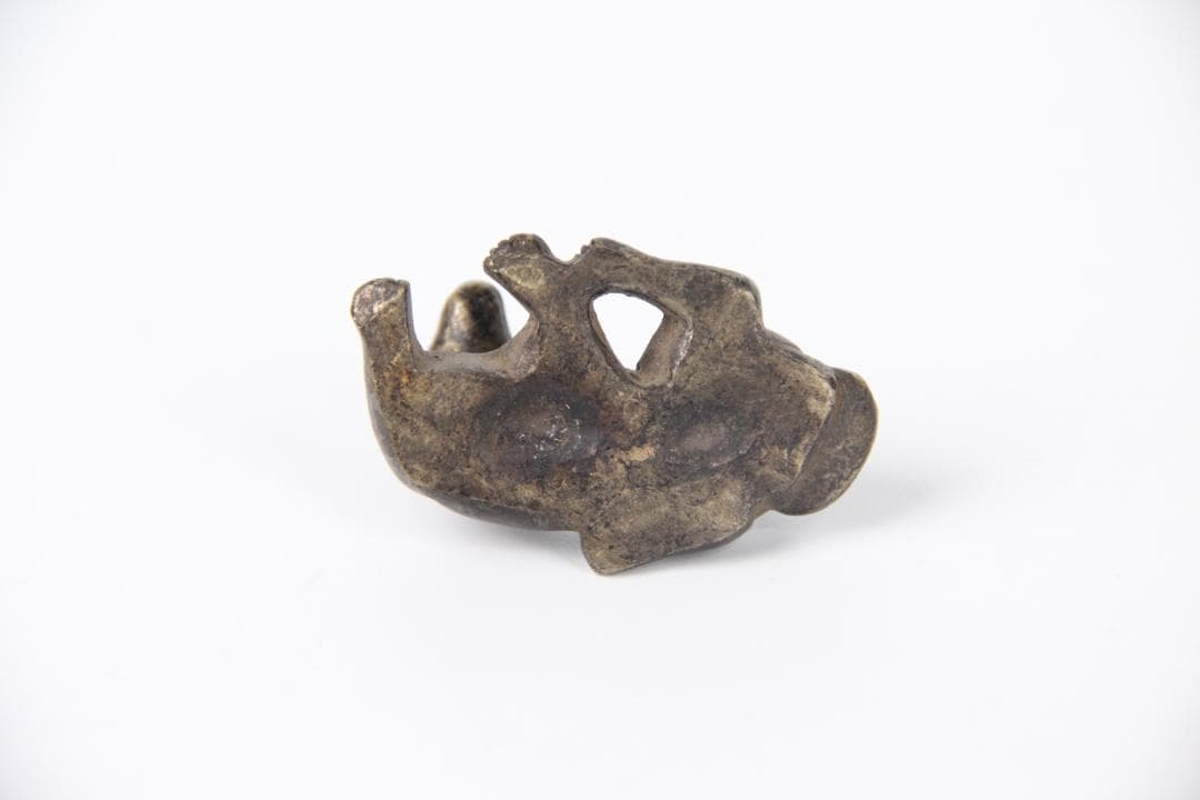 中国古銅　伏犬文鎮　鎮紙　明清時代　金工品　文房具　古美術　骨董 Eo1-14