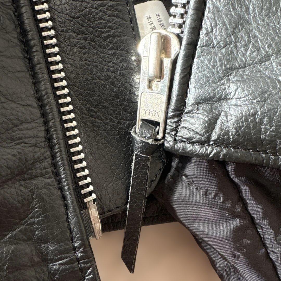 【ビックサイズ】美品　フリーダム　シングルライダースXL 黒　水牛革　ノーカラー