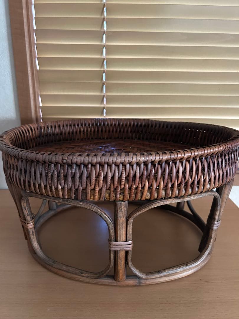 ラタン カントークテーブル　籐 ローテーブル 竹細工 古民具 41センチ