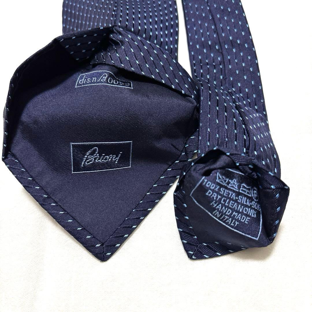 Brioni ブリオーニ　ネクタイ　ネイビー　縦ドット　美品