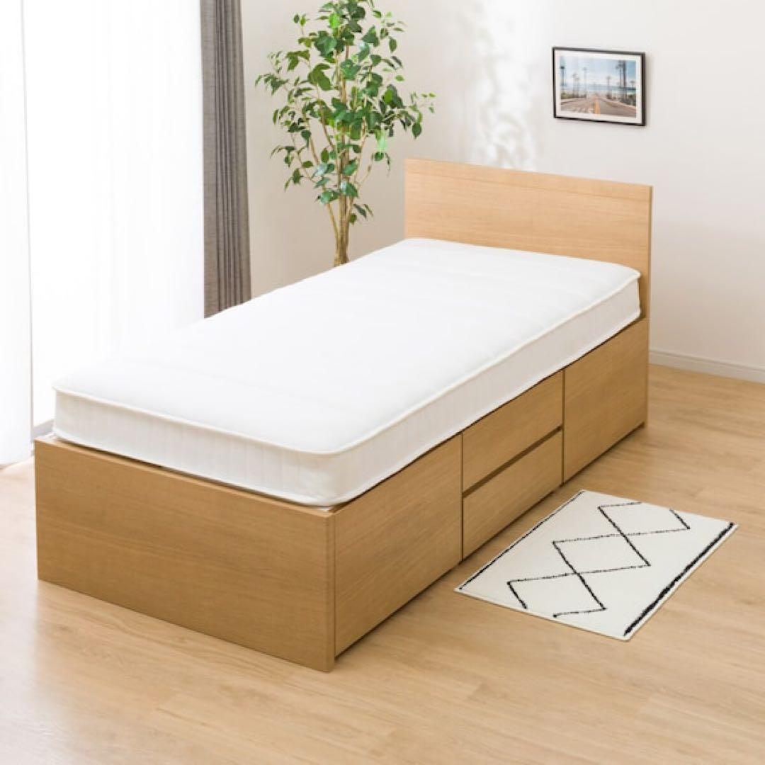 ナチュラルウッド すのこベッド 引き出し付き