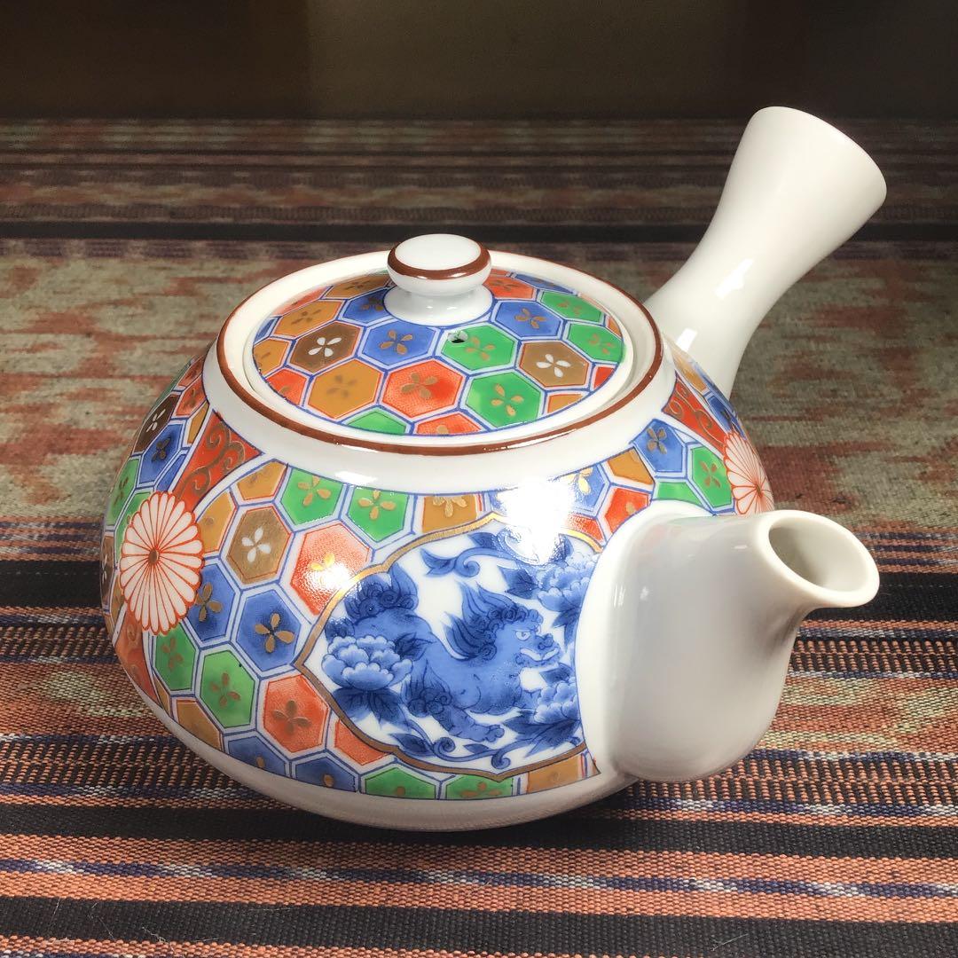 『メルうー特価』　庫山窯　『金彩獅子牡丹』　小皿　お茶茶碗　5組　急須　大皿