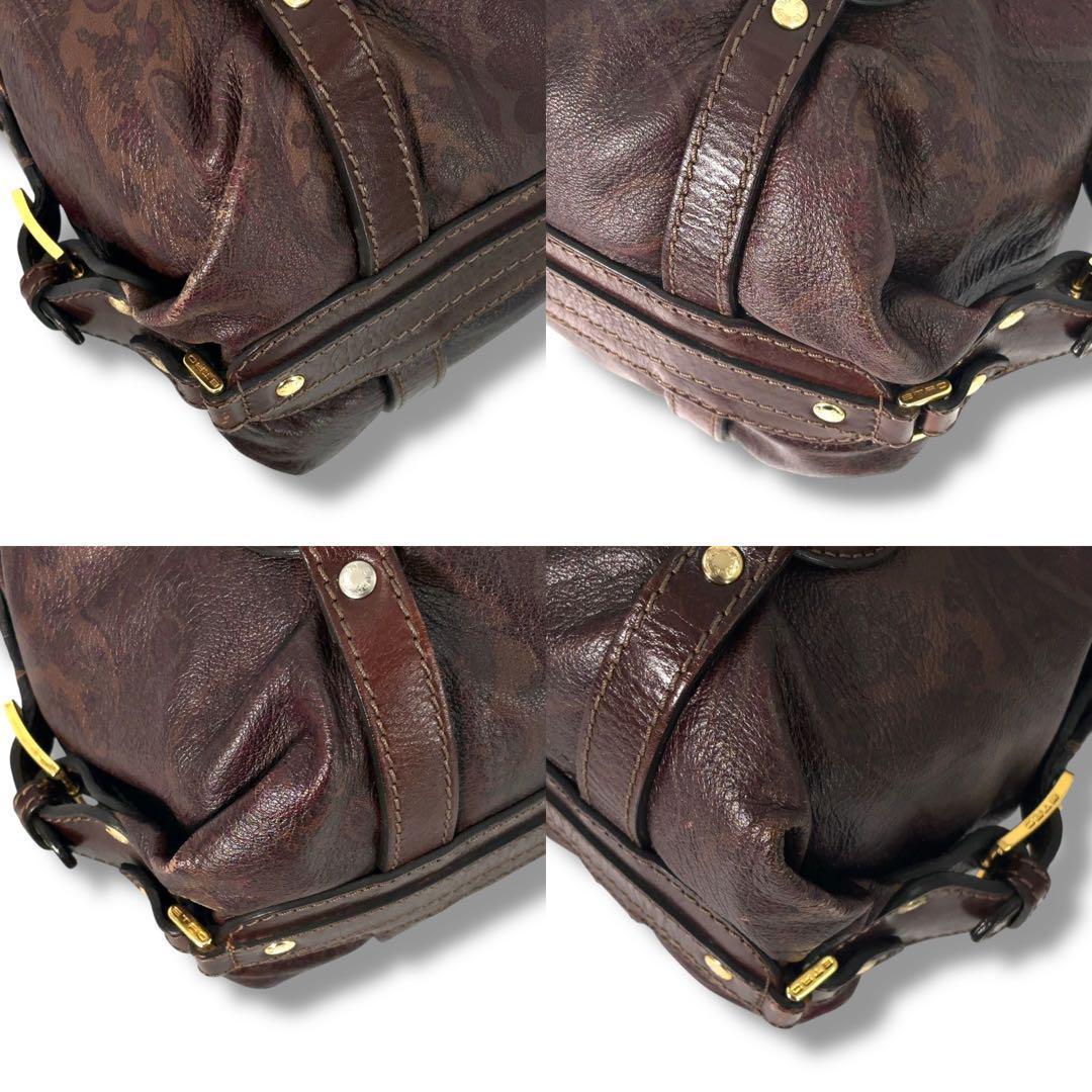 【美品】ETRO　エトロ　ボストンバッグ　2WAY ショルダー　ペイズリー　金具