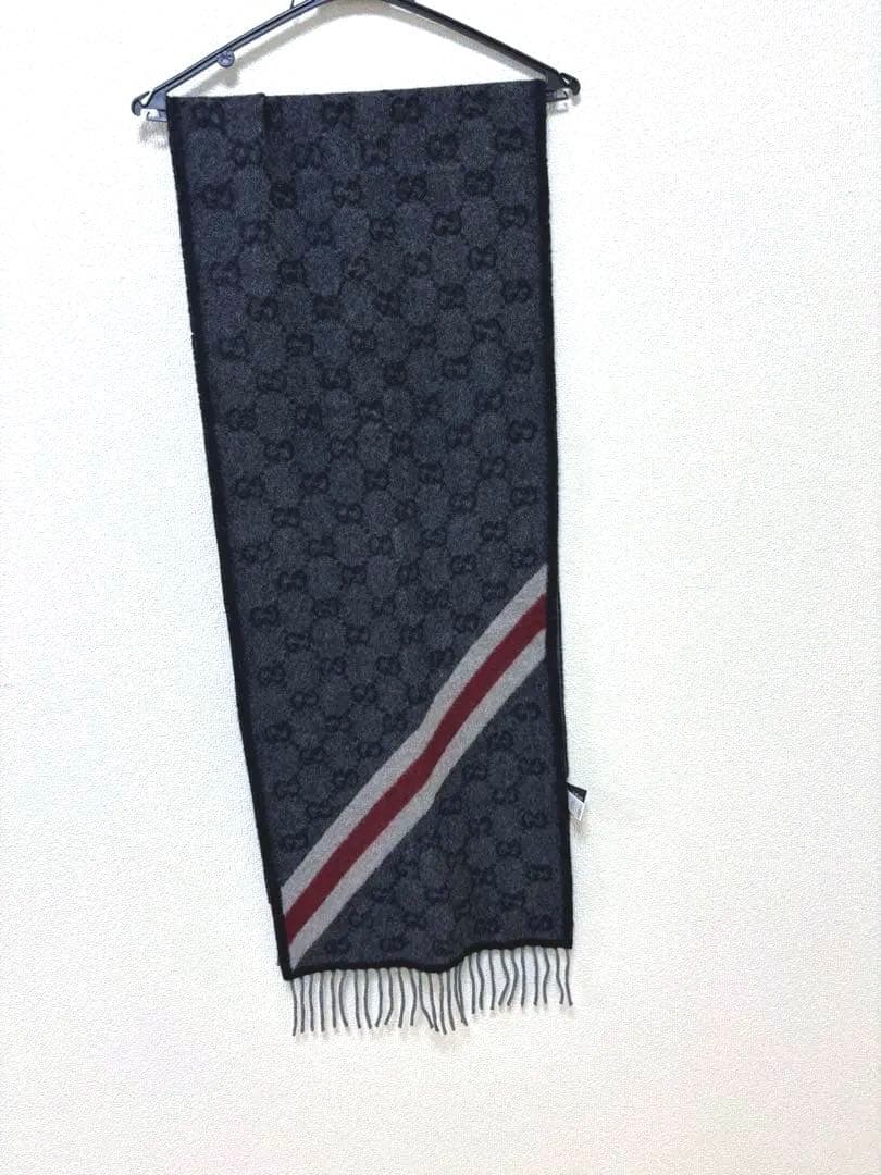 グッチ　GUCCI GGパターン マフラー ダークグレー