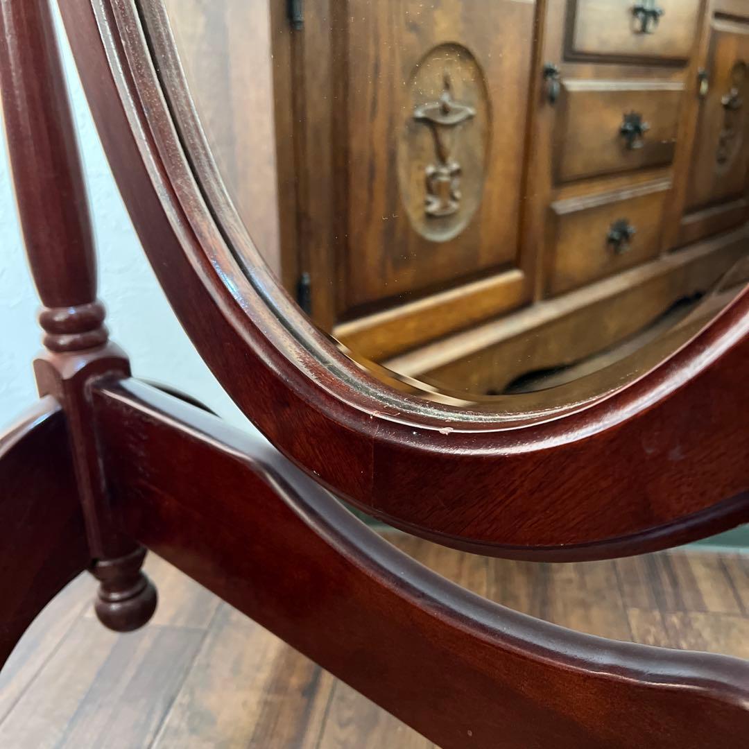 k149r120 クラシカルな全身鏡 オーバルスタンドミラー 回転 自立式 木製