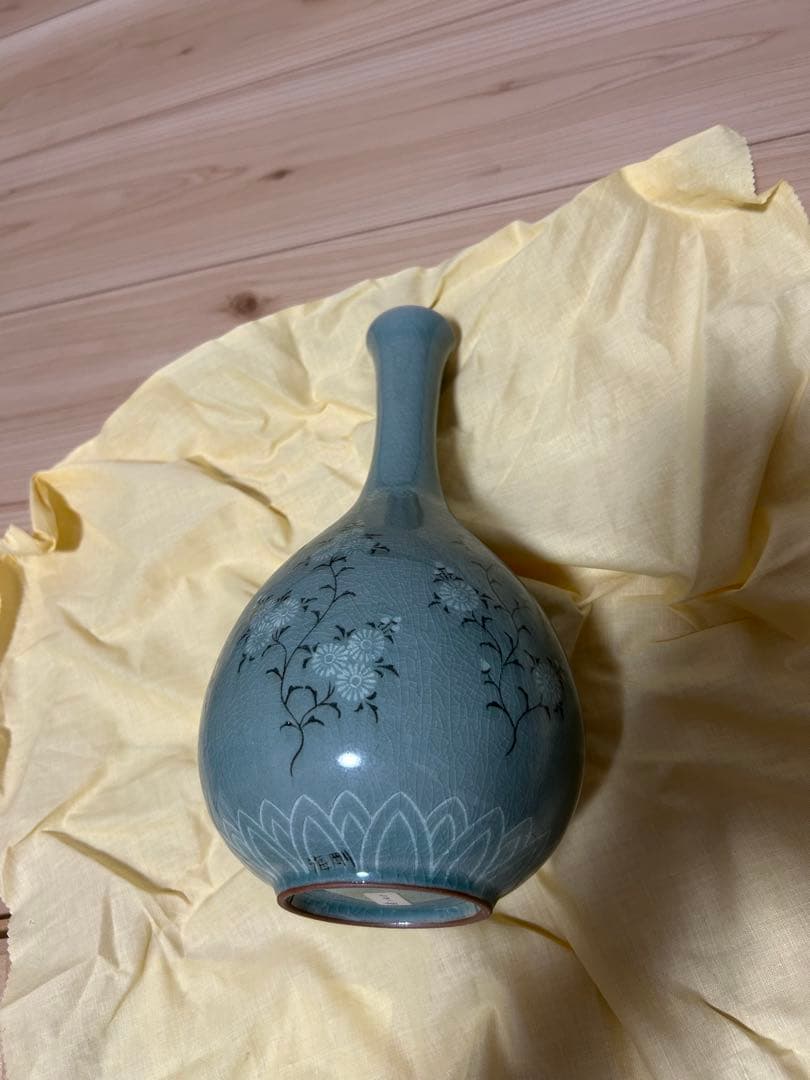韓国人間文化財 柳海剛 (柳根瀅)作 高麗青磁 花瓶