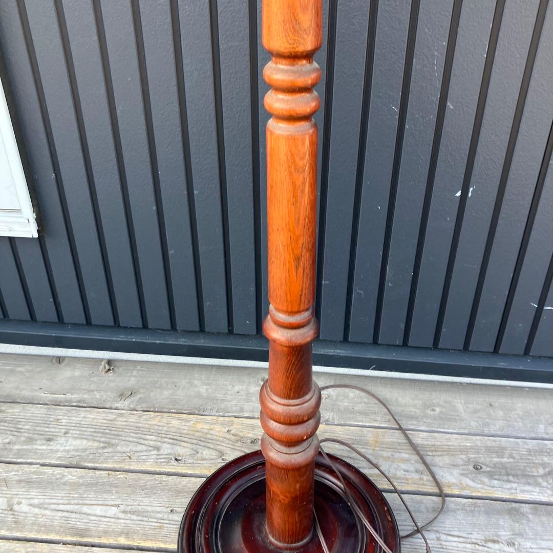 昭和レトロ フリンジシェードランプ スタンドライト フロアスタンド 木製フレーム