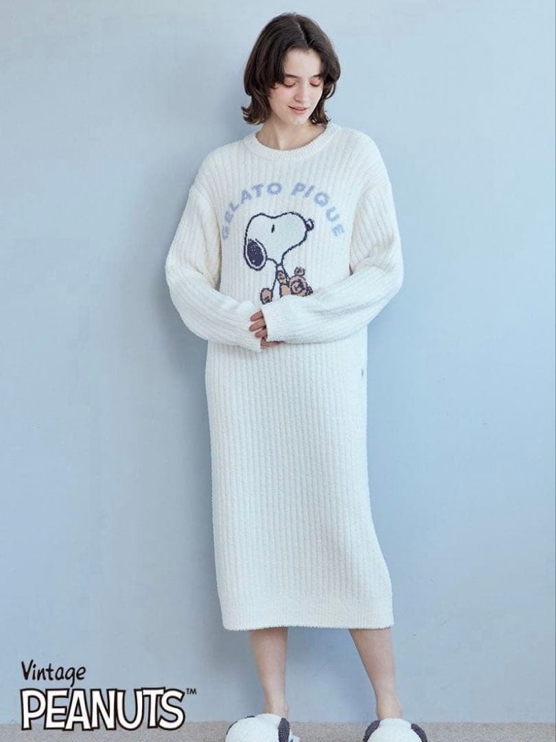 新品 ジェラートピケ SNOOPY×BEAR ジャガードワンピース スヌーピー