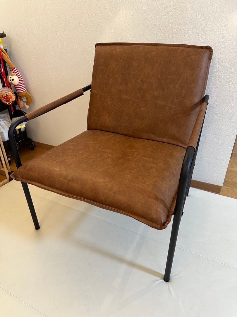ブラウン 合成皮革 1人掛けソファ