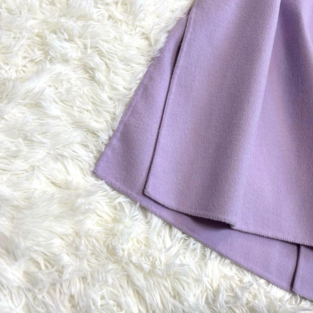 23区 リバーコート ノーカラー カシミヤ ロング丈 ラベンダー M