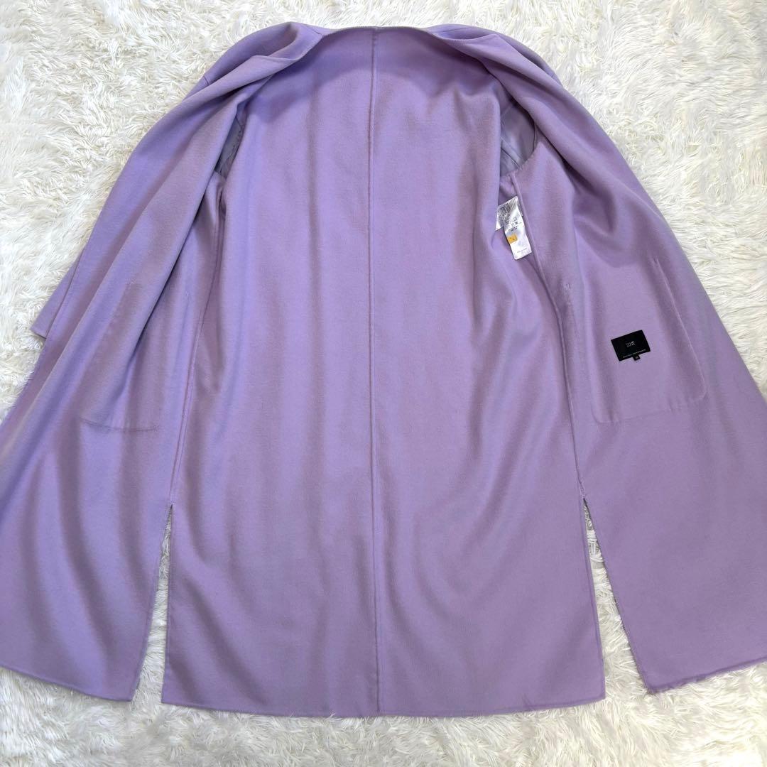 23区 リバーコート ノーカラー カシミヤ ロング丈 ラベンダー M