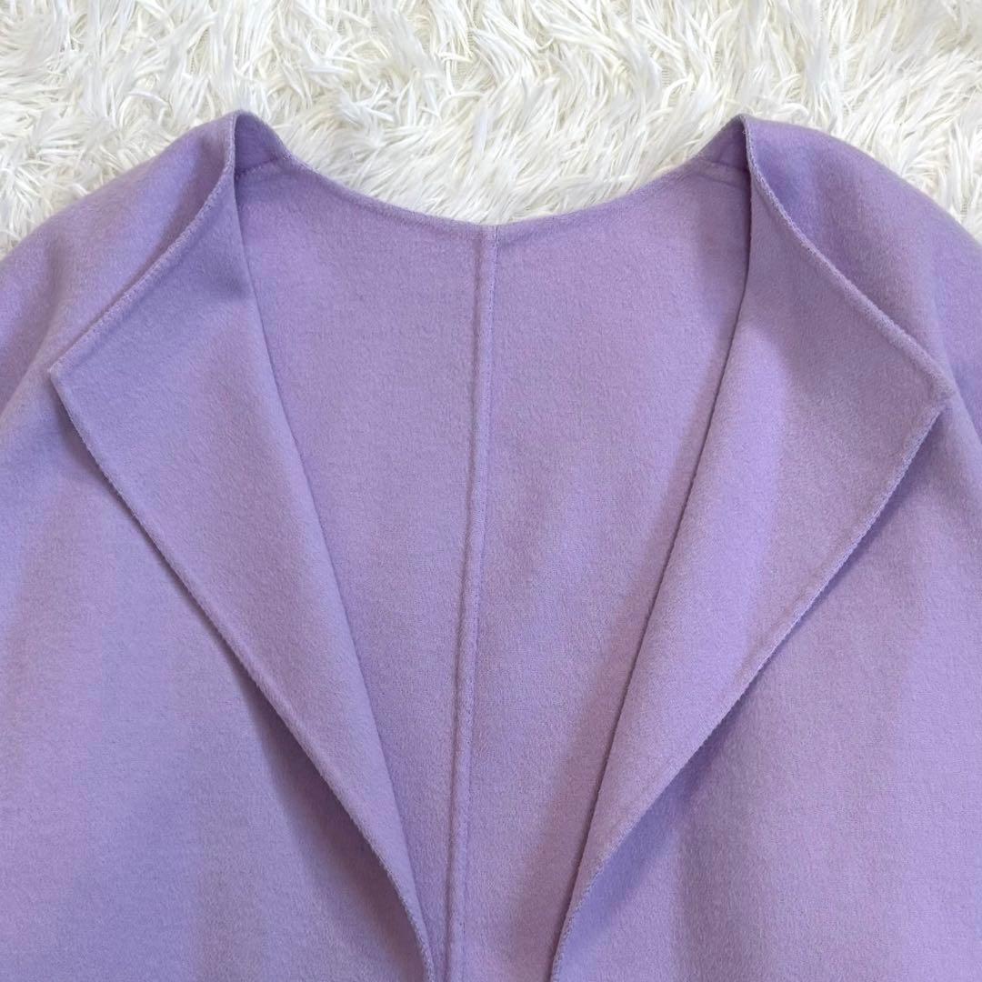 23区 リバーコート ノーカラー カシミヤ ロング丈 ラベンダー M