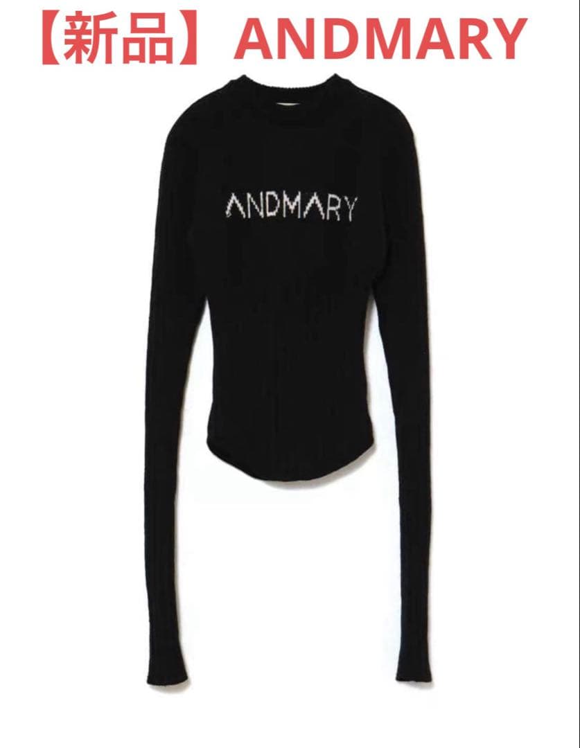 【新品】logo knit tops andmary black ブラック