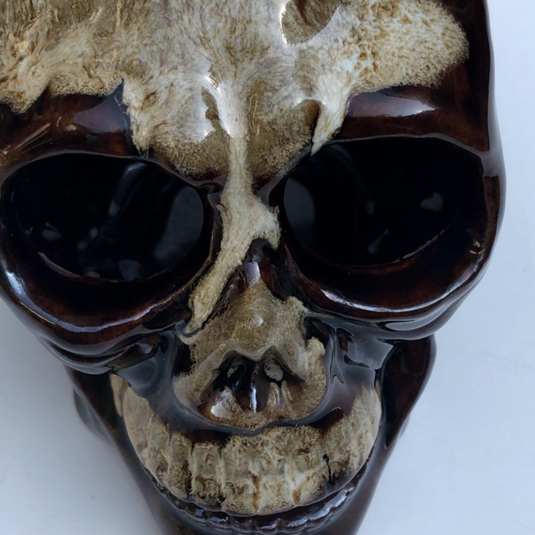 ヴィンテージ　スカル型陶器製　灰皿　タバコ　置物