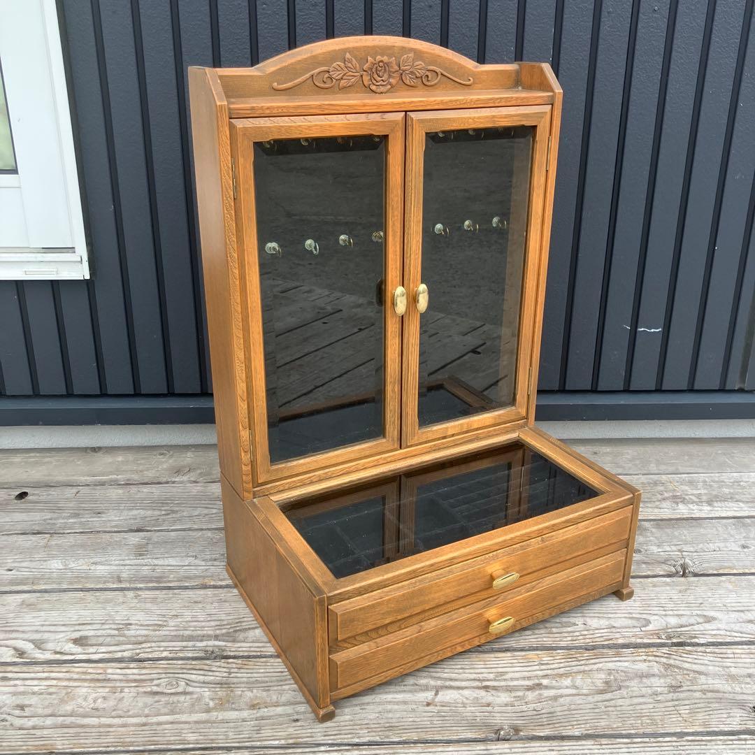 昭和レトロ 木製ガラスケース アクセサリーケース 飾り棚 コレクションラック