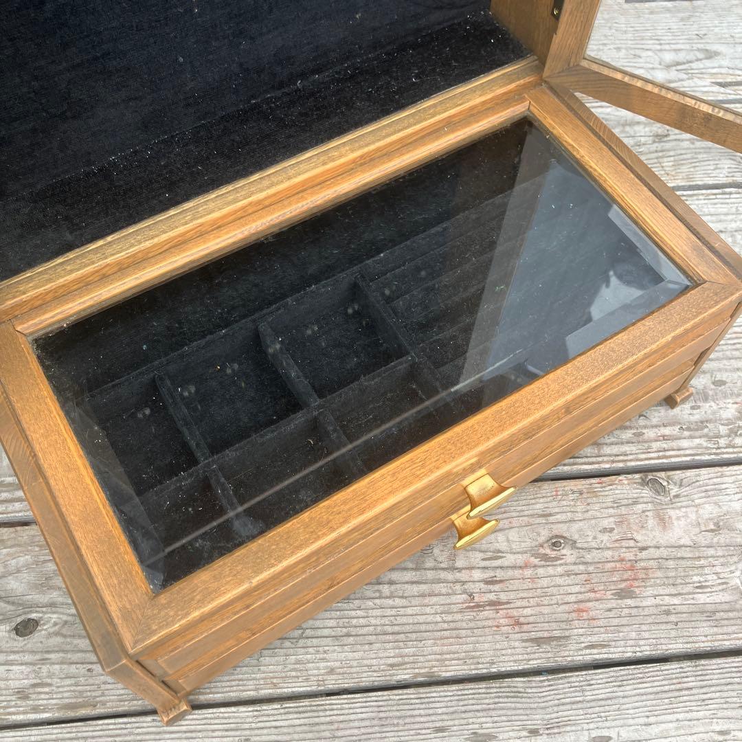 昭和レトロ 木製ガラスケース アクセサリーケース 飾り棚 コレクションラック