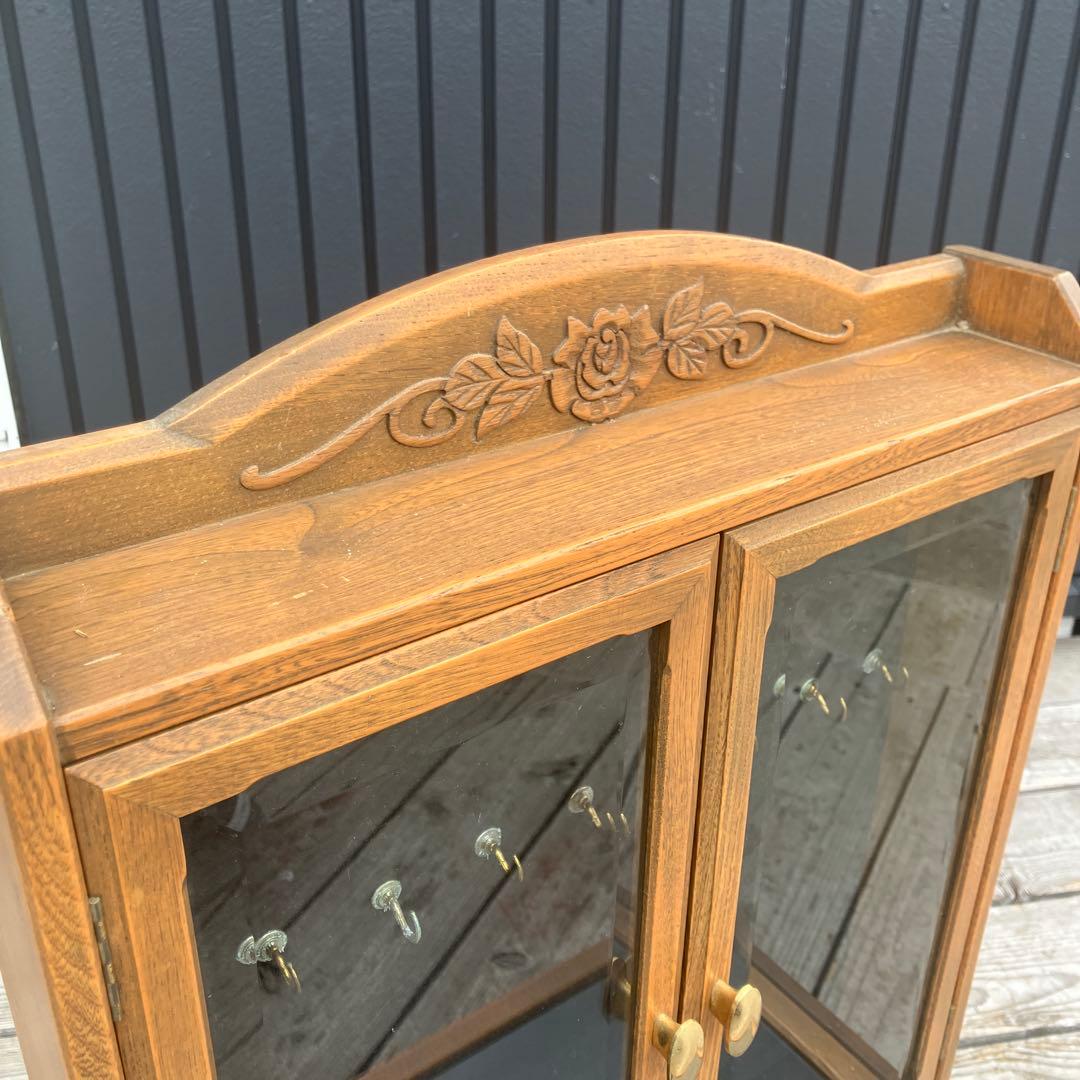 昭和レトロ 木製ガラスケース アクセサリーケース 飾り棚 コレクションラック