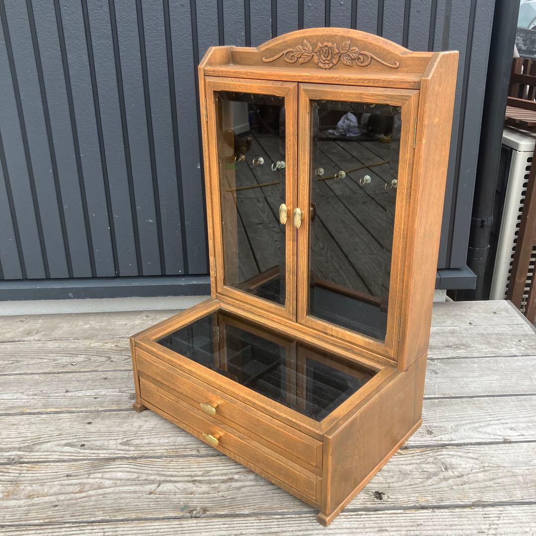 昭和レトロ 木製ガラスケース アクセサリーケース 飾り棚 コレクションラック