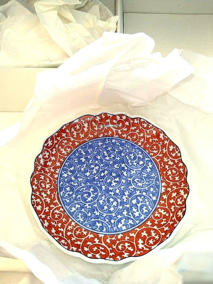【未使用】有田焼 彌右衛門窯 赤染唐草 小皿 5枚 箱入り