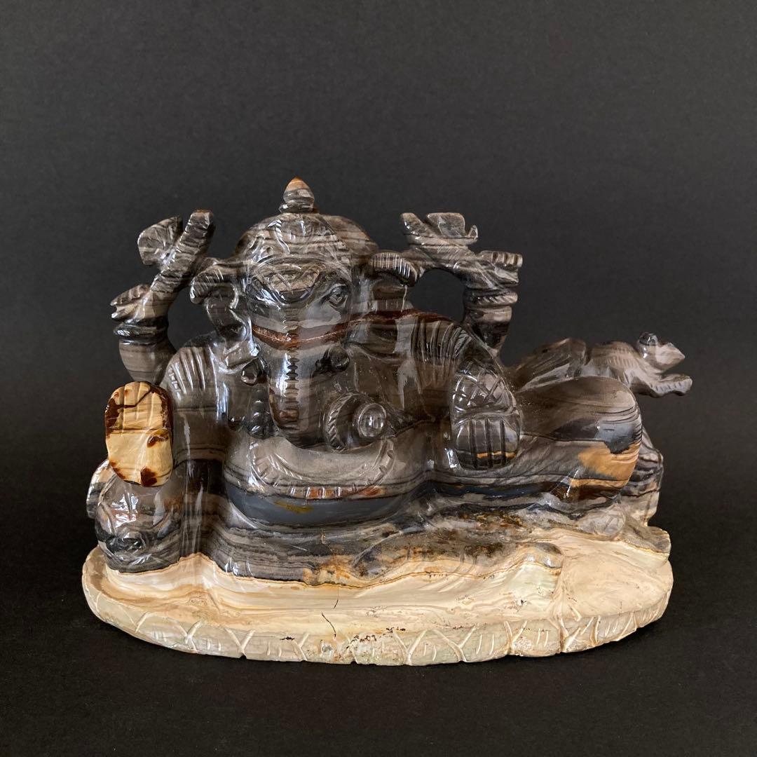 天然石　ガネーシャ　ゼブラジャスパー