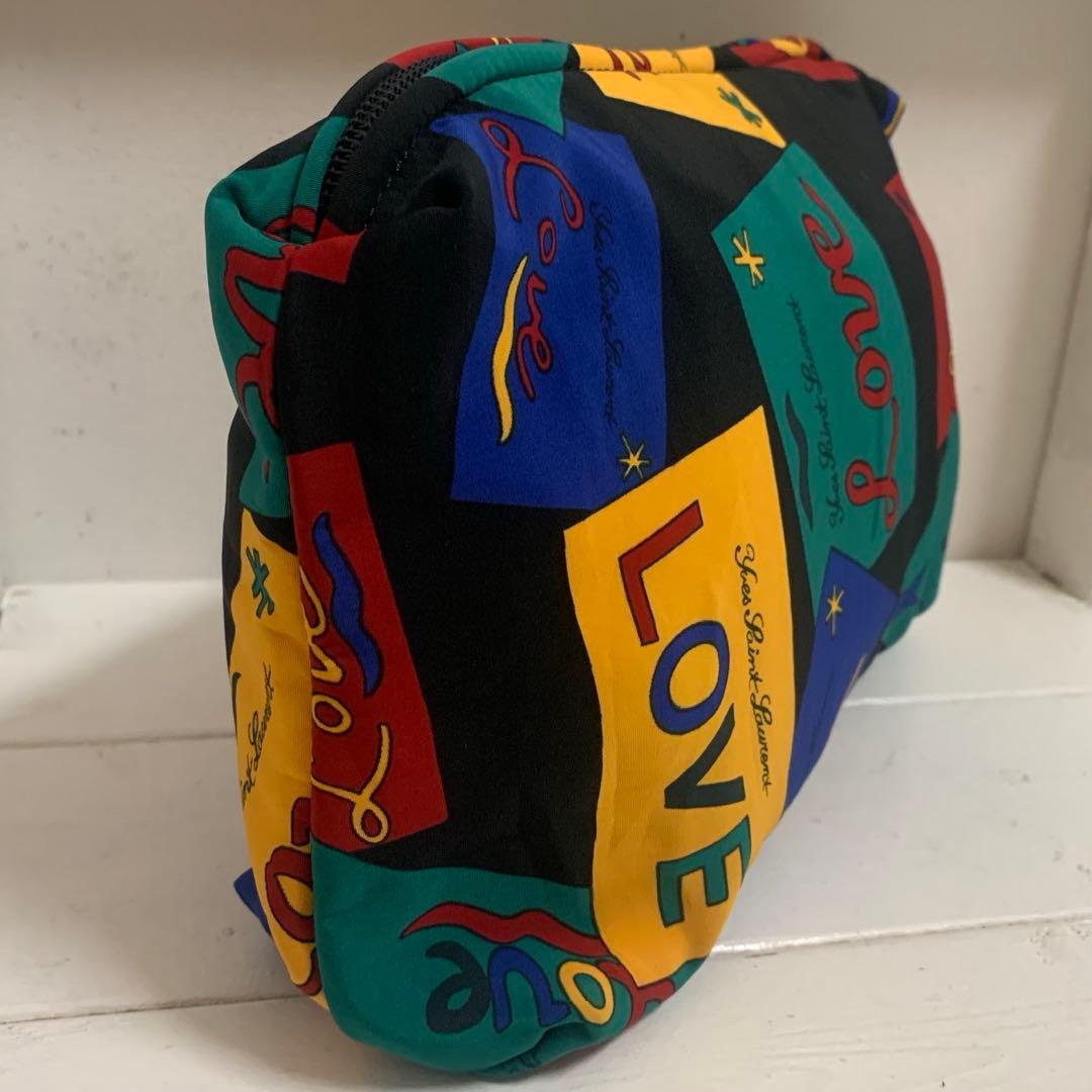 YVES SAINT LAURENT 80s フランス製 LOVE柄 ポーチ ②