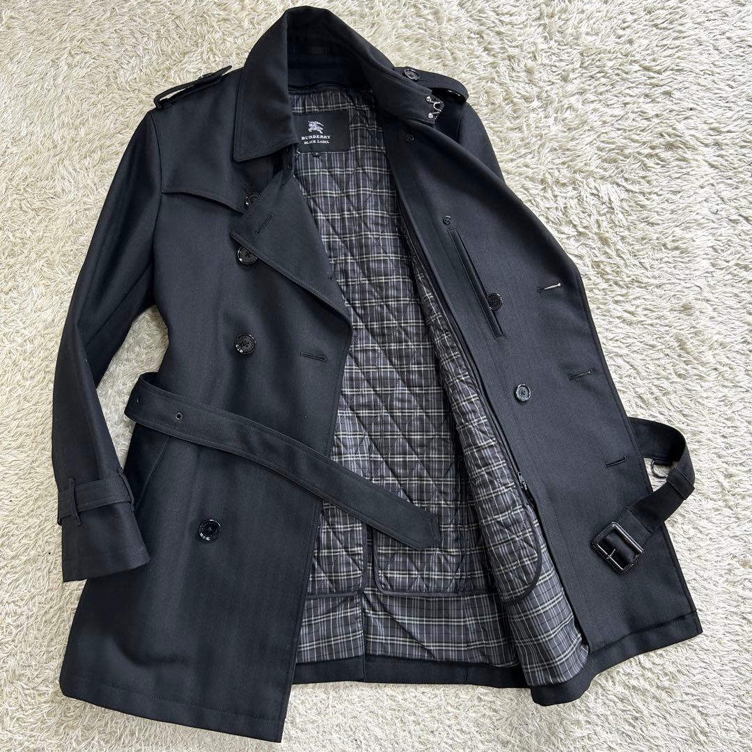 【美品】バーバリーブラックレーベル トレンチコート ノバチェック ライナー 黒