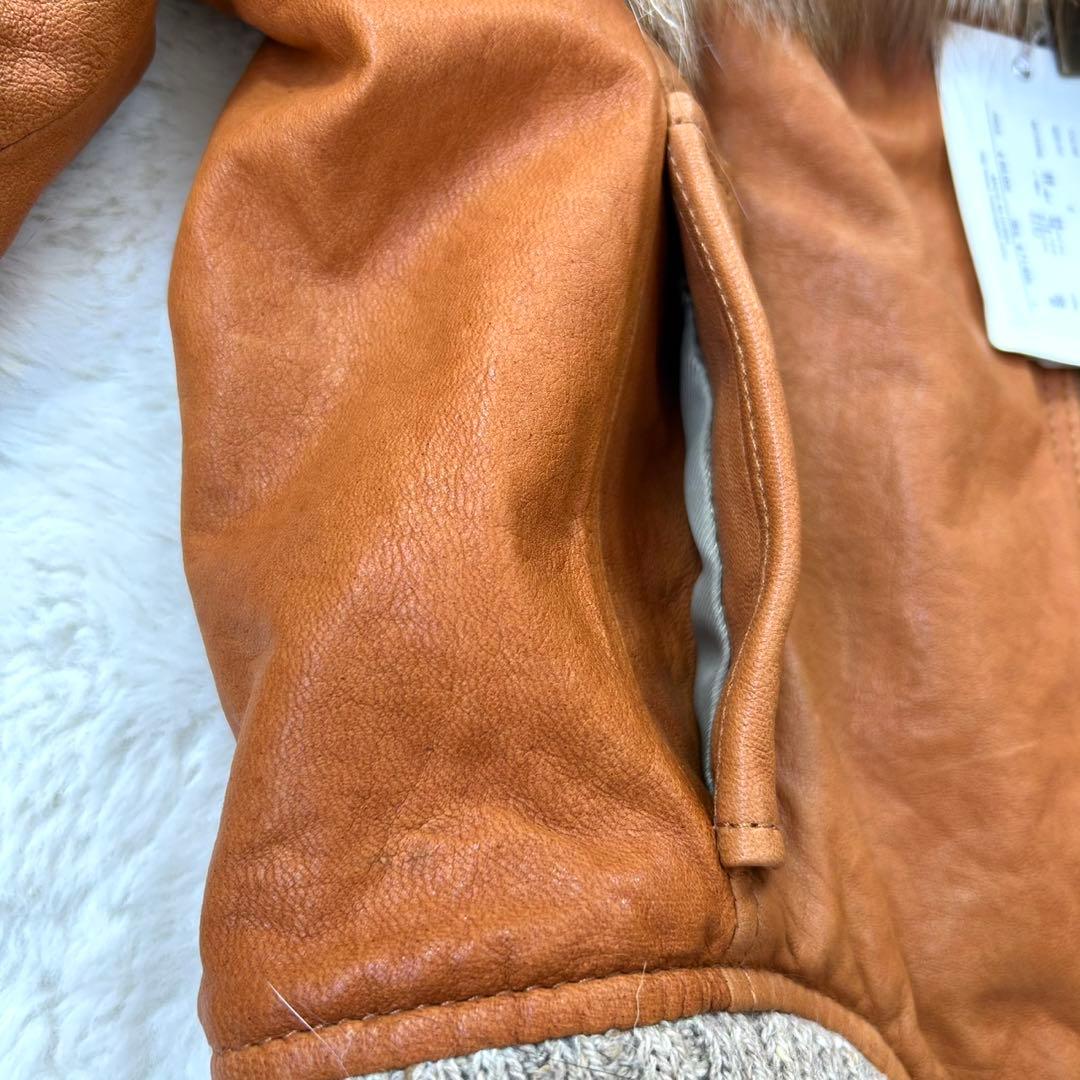 チェルシーガーヴ/2/キャメル/レザージャケット/フォックスファー付き/ショート