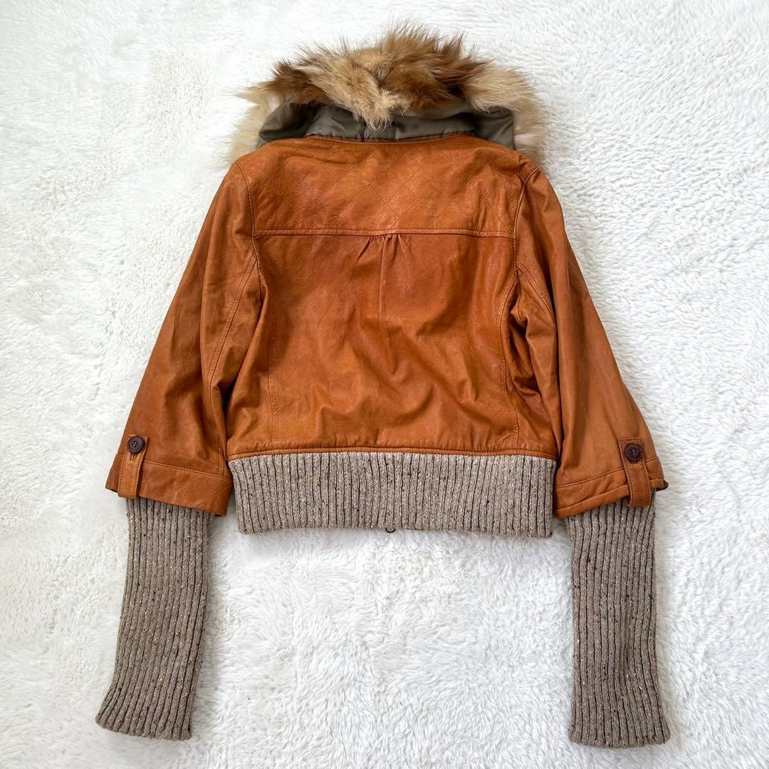 チェルシーガーヴ/2/キャメル/レザージャケット/フォックスファー付き/ショート