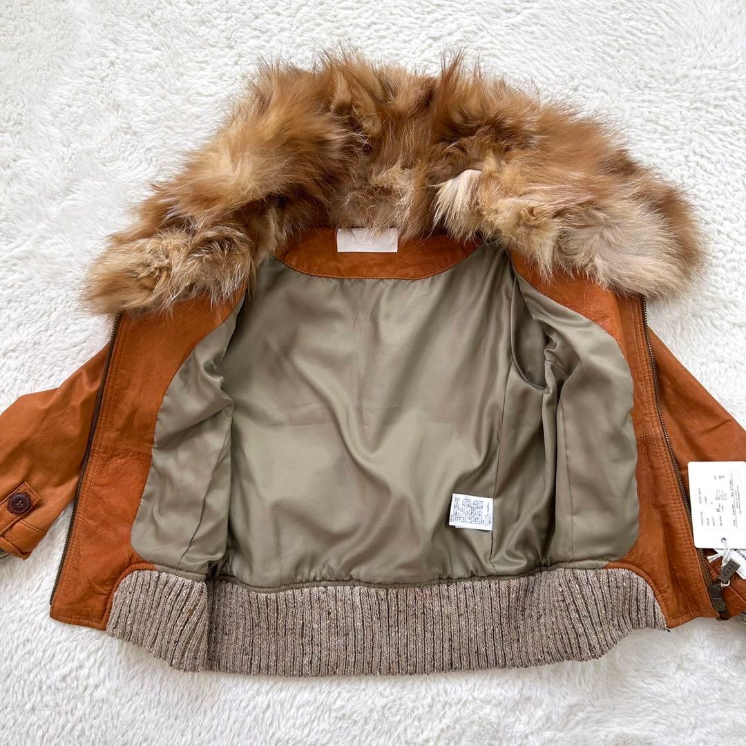 チェルシーガーヴ/2/キャメル/レザージャケット/フォックスファー付き/ショート