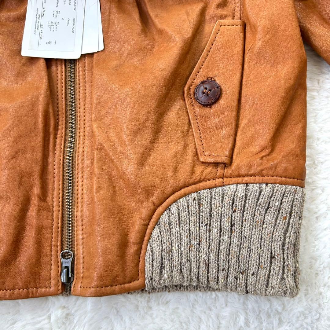チェルシーガーヴ/2/キャメル/レザージャケット/フォックスファー付き/ショート