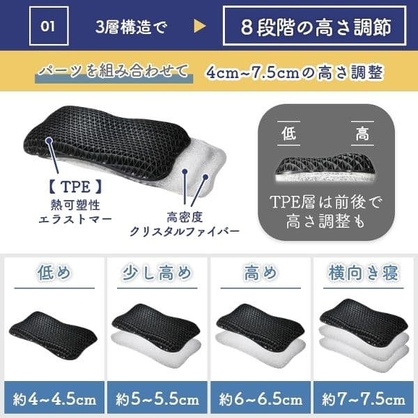 【美品】ヒツジのいらない枕 ハイブリッド3層構造タイプ