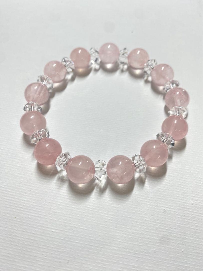 ローズクォーツとクリスタルのブレスレット