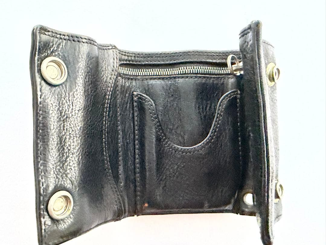 【正規品】クロムハーツ 3フォールド ウォレット クロスボタン　ブラック