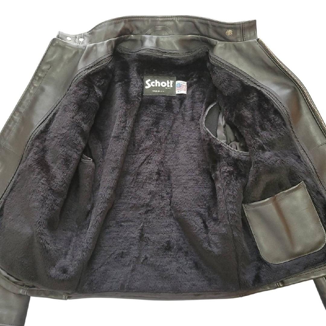 極美品/新型 schott ライダースジャケット　641 本革　黒　米国製　40