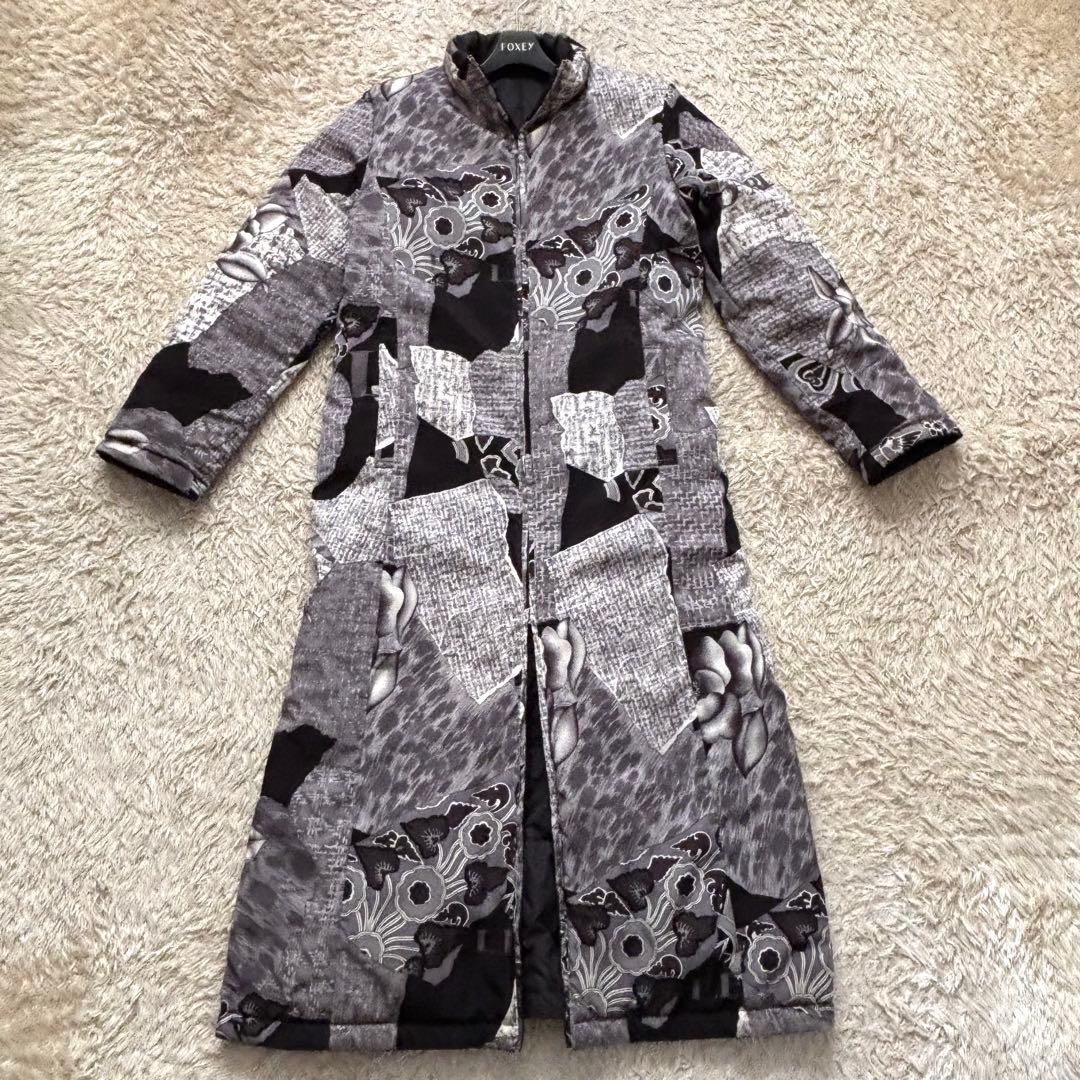 大きいサイズ　希少　LEONARD　リバーシブル　ロングダウンコート　花柄　L