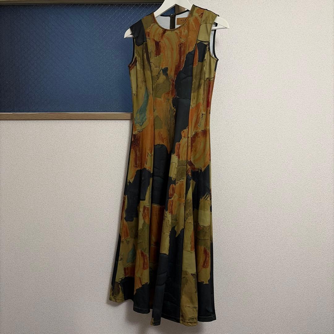 【Ameri VINTAGE】UND GYPSUM ART DRESS カーキ