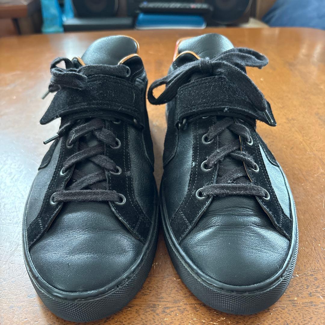 美品 エルメス HERMES レザー ベルクロ スニーカー ブラック サイズ43