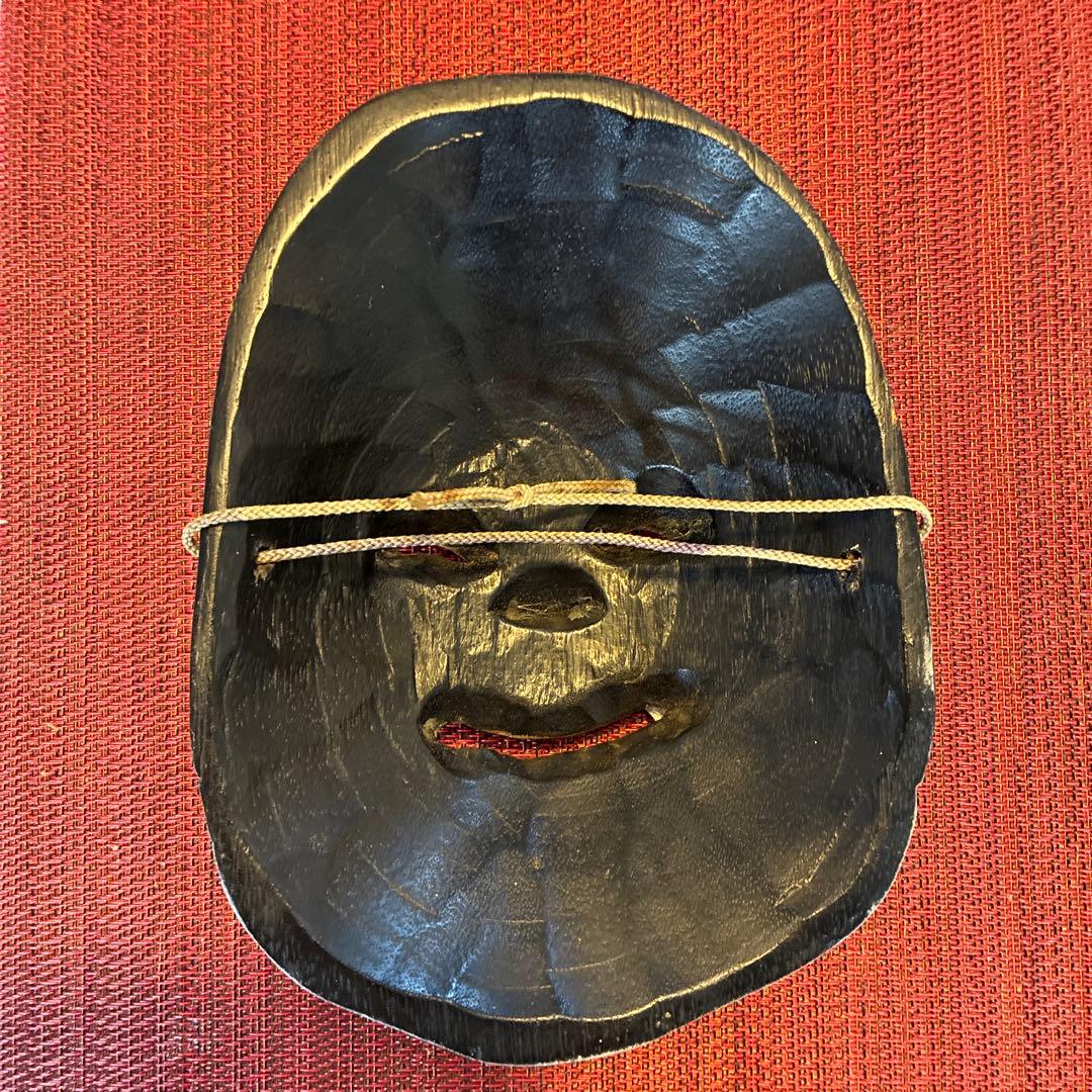 お多福　木彫お面