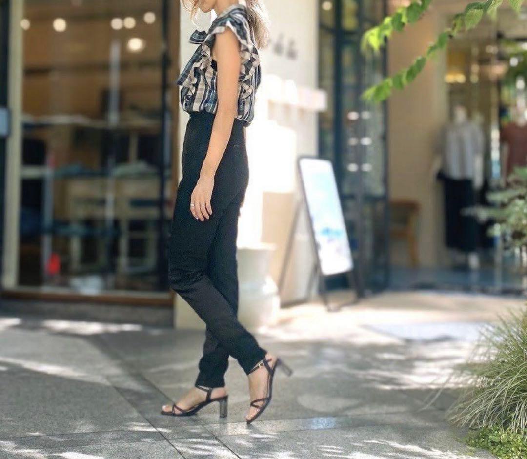 美品ダブルスタンダードクロージング テンセルチェックブラウスボウタイ完売品 秋